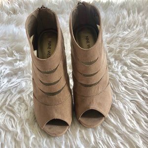 Nine West Open Toe Camel Booties